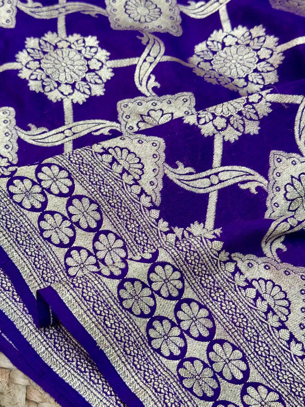 Deep Purple Intricate Weave Munga Silk Saree