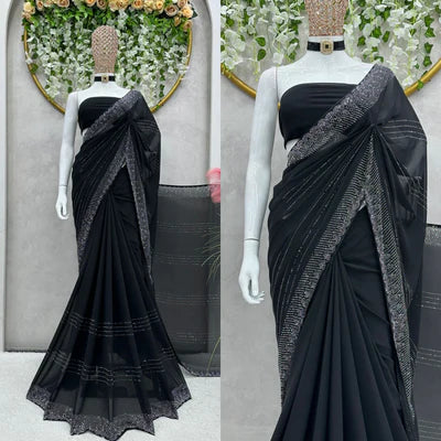 Designer Black Shimmery Sequins Saree