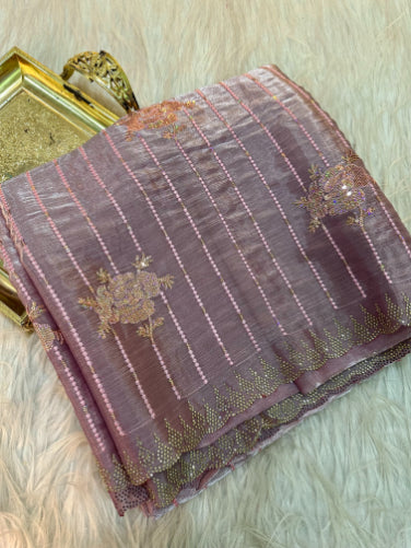 Designer Tissue Shimmery Sequin Saree