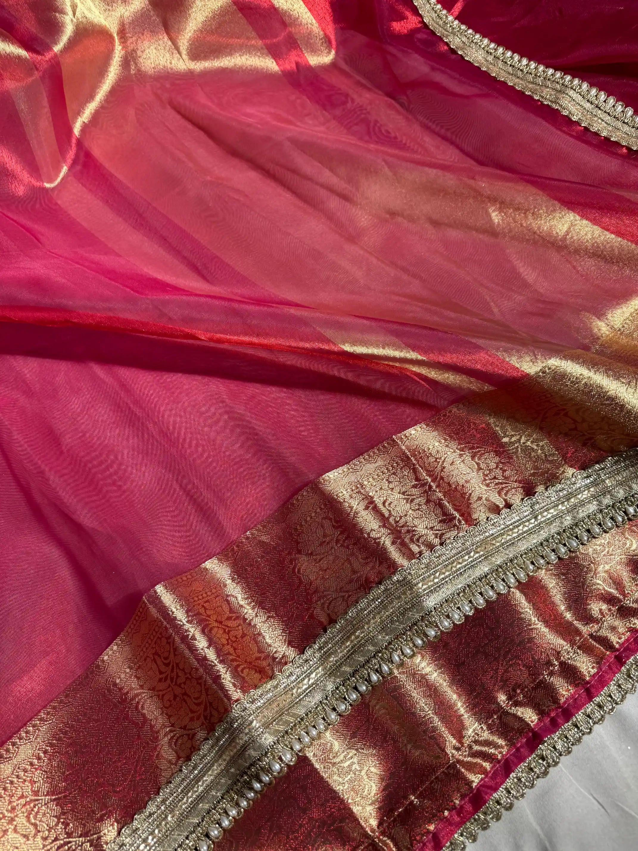 Dhoop Chaon Tissue Silk Lacework Banarasi Saree