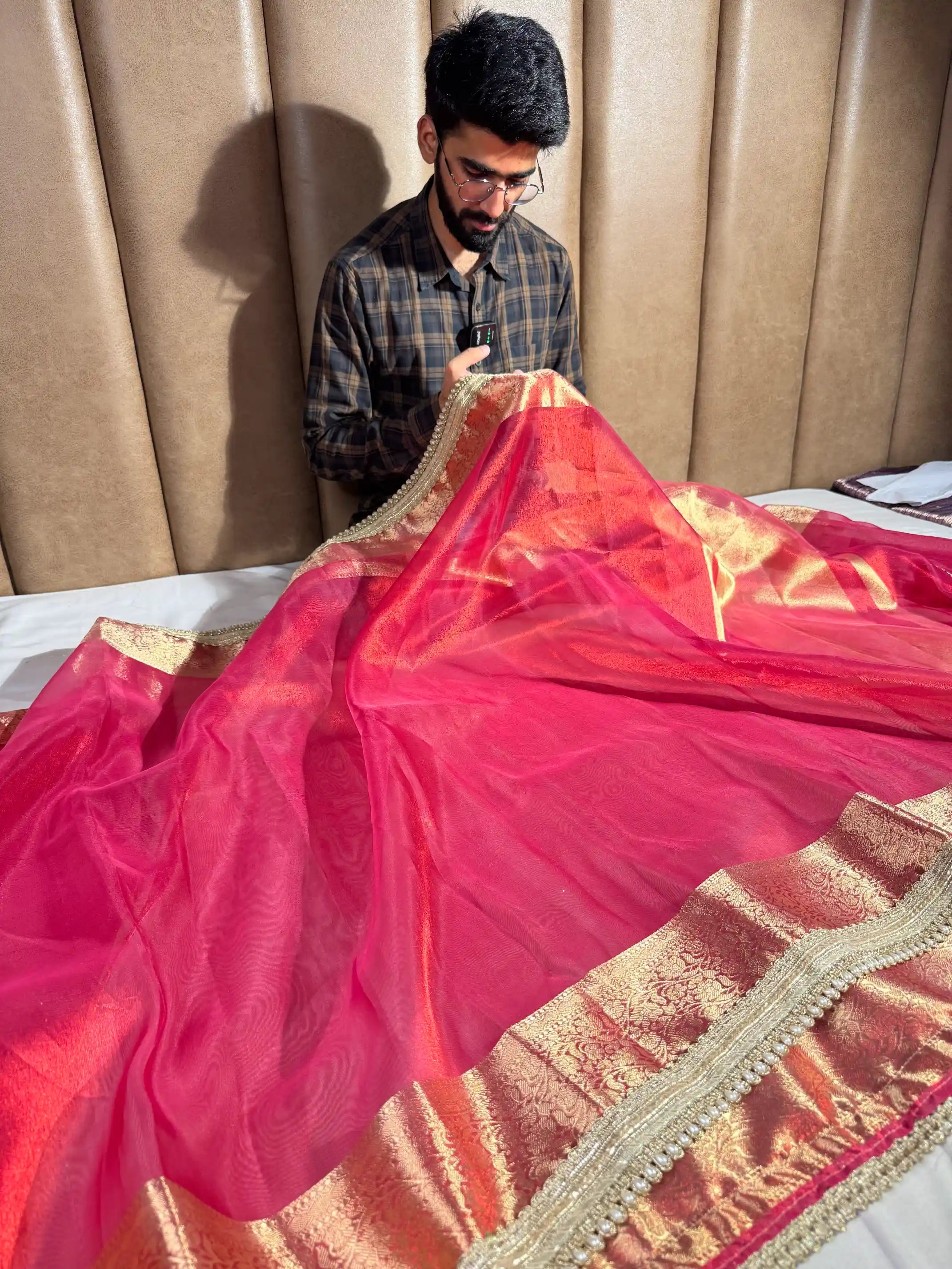 Dhoop Chaon Tissue Silk Lacework Banarasi Saree