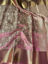Dual Shaded Glass Tissue Silk Zari Floral Banarasi Saree