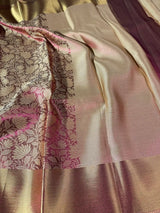 Dual Shaded Glass Tissue Silk Zari Floral Banarasi Saree