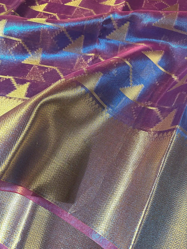 Dual Shaded Heritage Tissue Silk Banarasi Saree