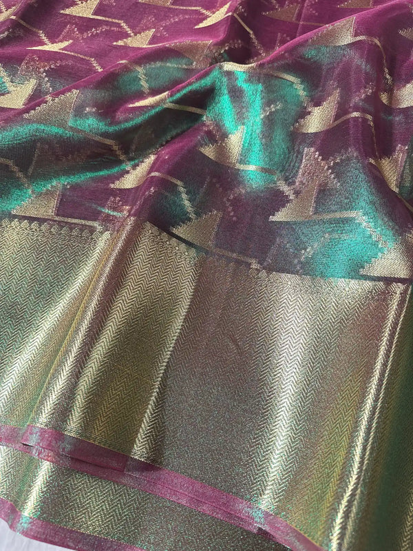 Dual Shaded Heritage Tissue Silk Banarasi Saree