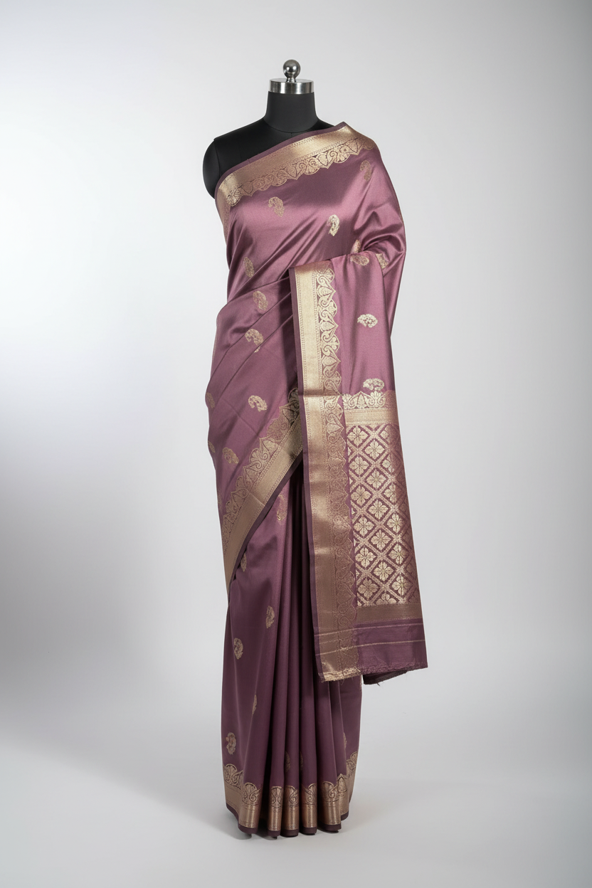 Dusty shade Traditional Weave Softsilk Banarasi Saree