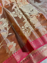 Metallic Orange Tissue Silk Heritage Grand Weave Banarasi Saree