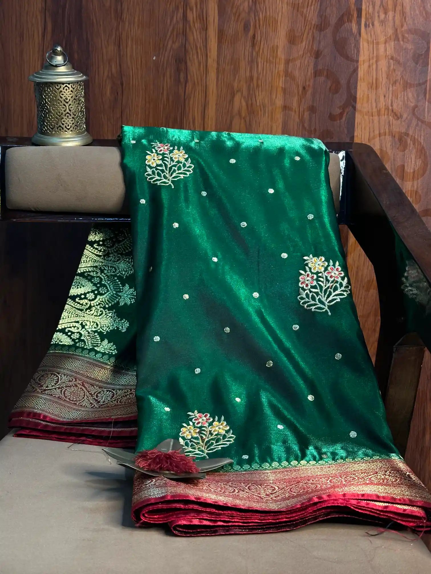 Eccentric Premium Satin Silk Embroidered Banarasi Saree