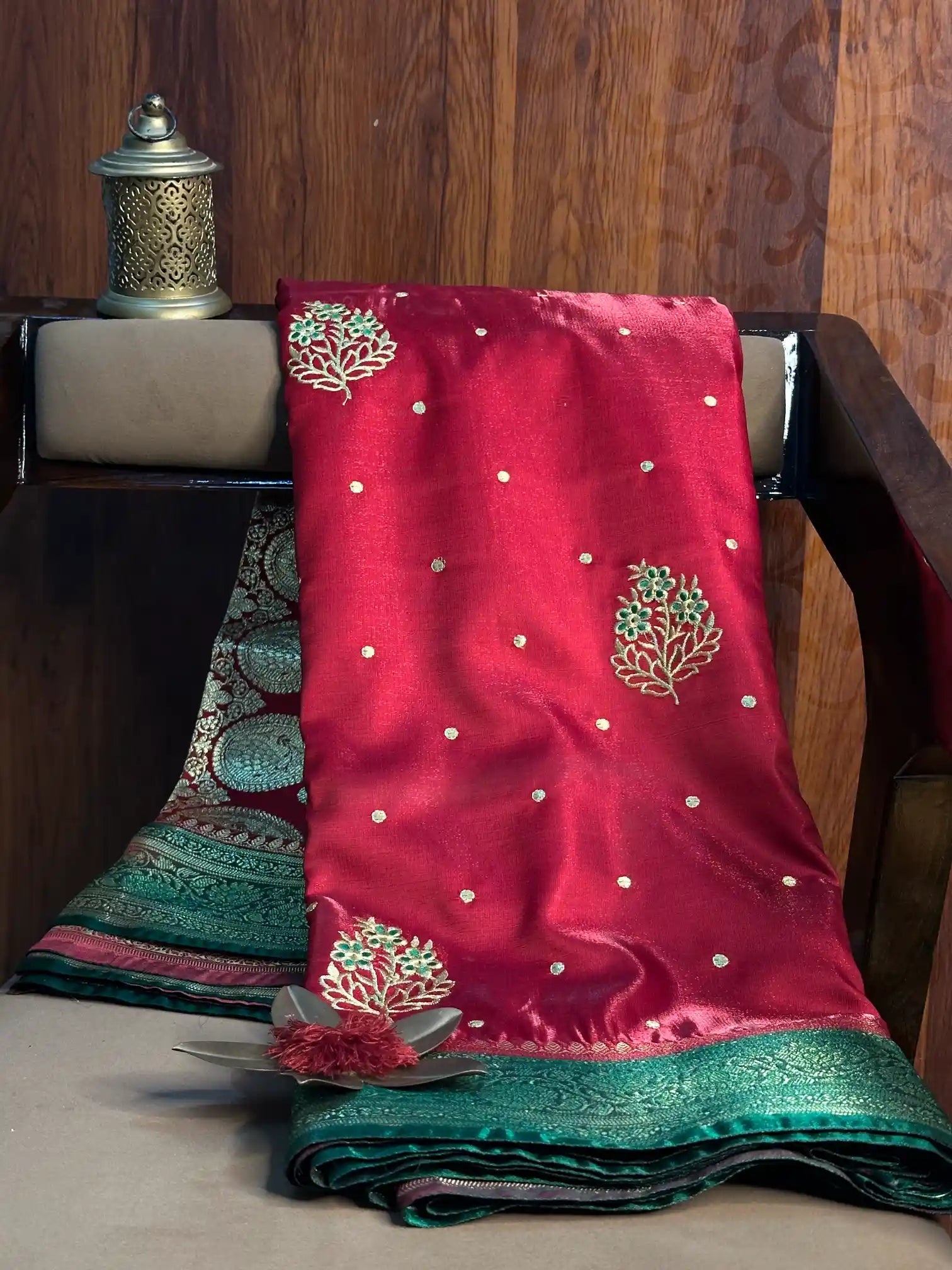 Eccentric Premium Satin Silk Embroidered Banarasi Saree