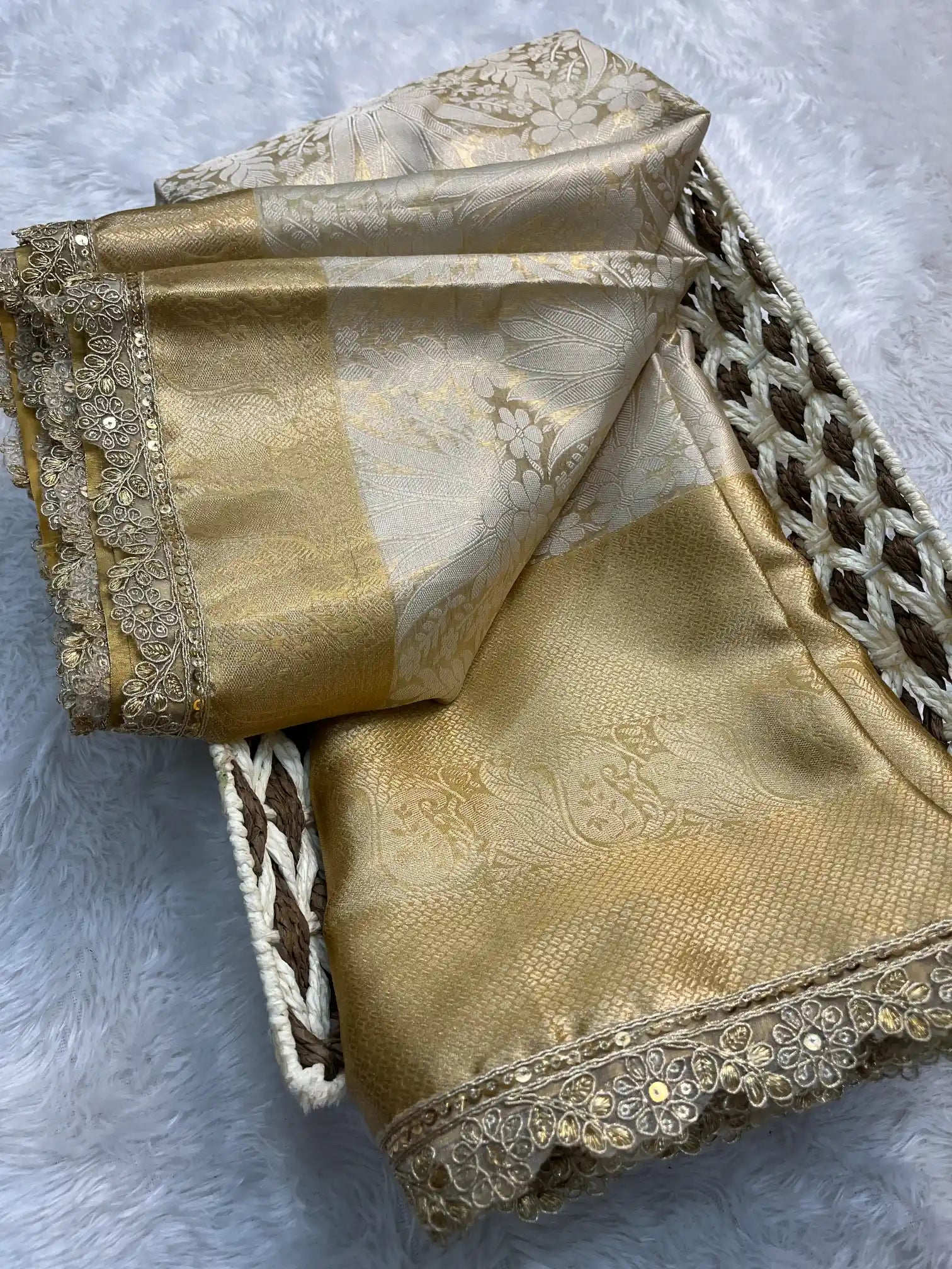 Eccentric Soft Silk Designer Lace Work Banarasi Saree