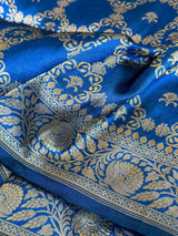 Electric Blue Pure Katan Silk Banarasi Saree