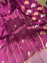 Electric Rani Pink Handwoven Pure Tissue Silk Banarasi Saree