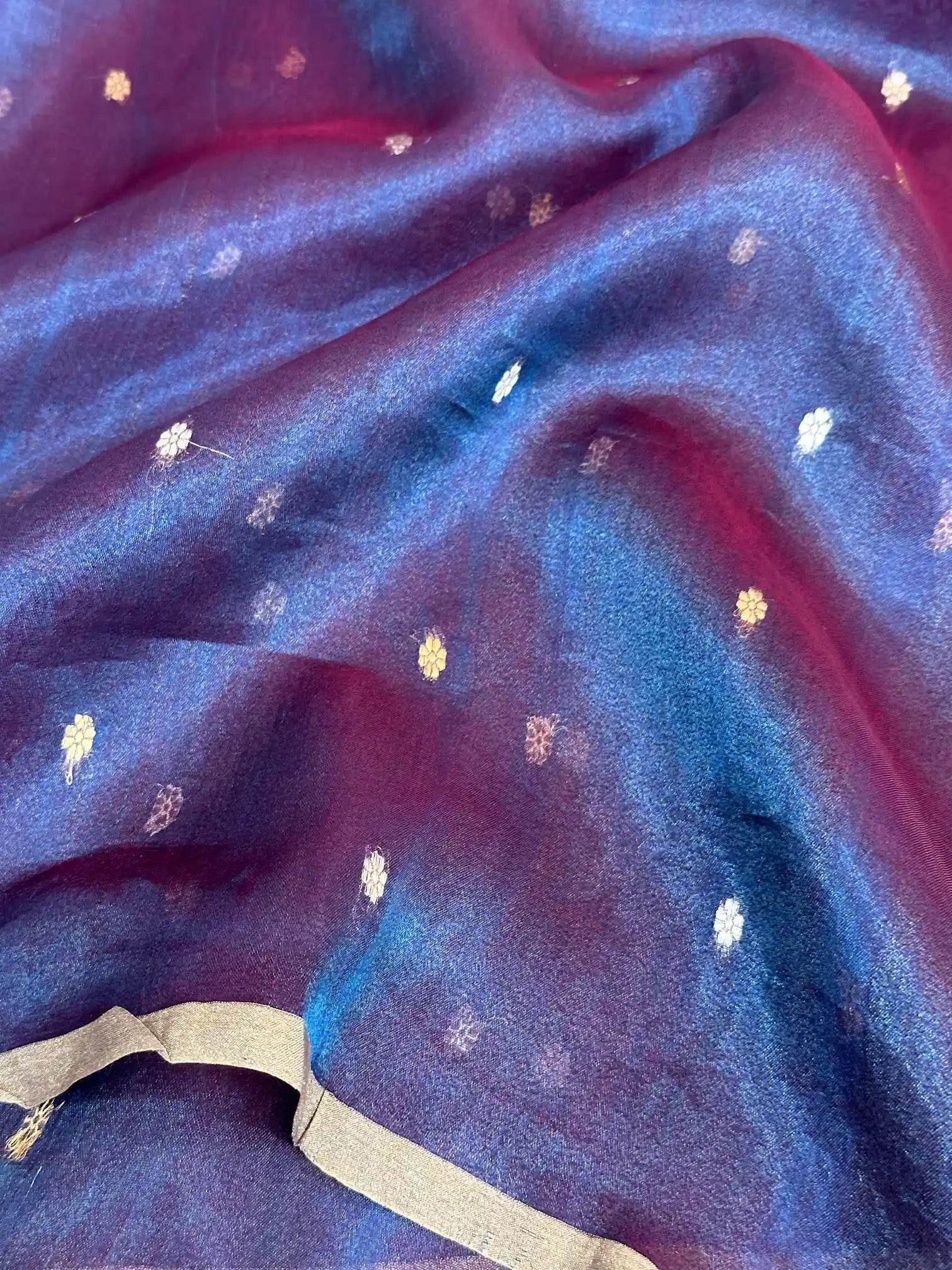 Emerald Blue Handwoven Pure Tissue Silk Saree