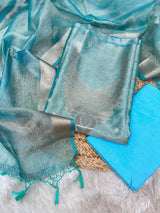 Exclusive Blue Colour Tissue Silk Suit