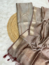 Exclusive Brown Colour Tissue Silk Suit