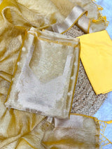 Exclusive Goldish Yellow Tissue Silk Suit