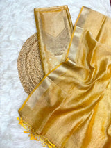 Exclusive Goldish Yellow Tissue Silk Suit