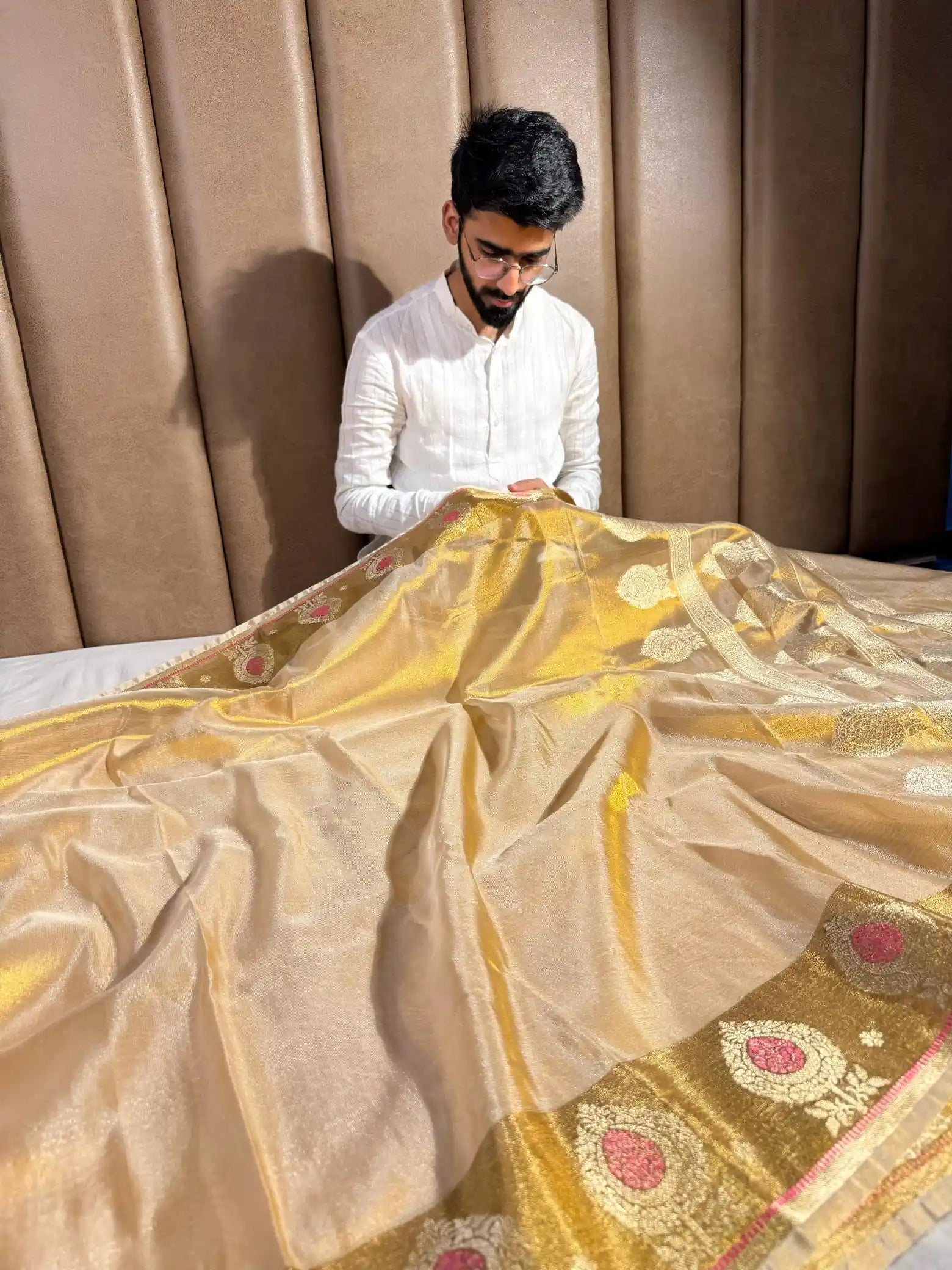 Exclusive Jacquard Weave Copper Tissue Silk Banarasi Saree