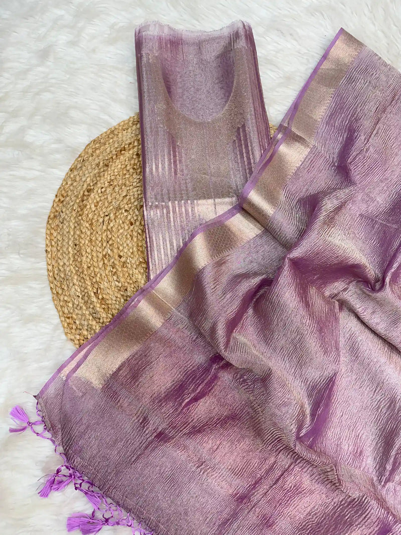 Exclusive Lavender Colour Tissue Silk Suit