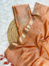 Exclusive Orange Colour Tissue Silk Suit