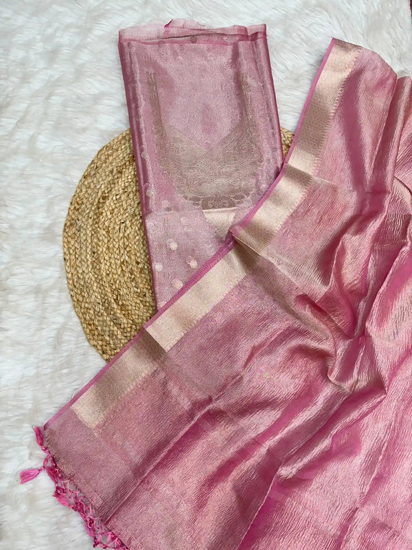 Exclusive Pink Colour Tissue Silk Suit