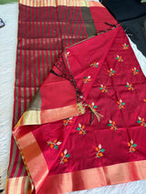 Light Maroon Softsilk Embroidered Saree