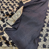 Jet Black Shade Munga Silk Saree