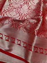 Bright Red Semi Katan Silk Saree