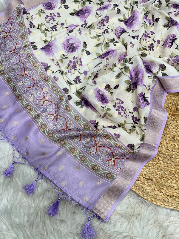 Lavender Shade Banarasi Silk Suit Set