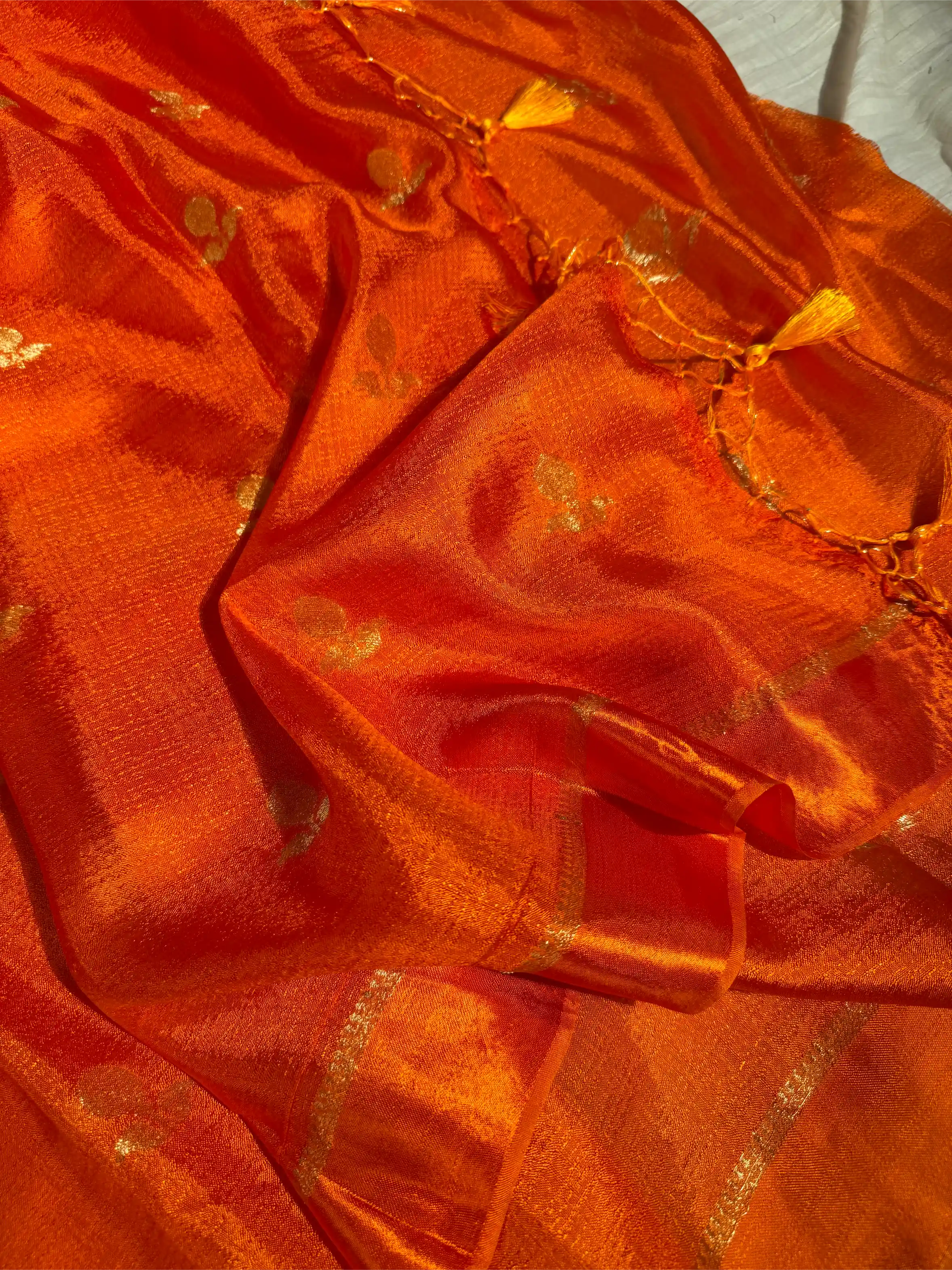 Fanta Orange Extremely Soft Georgette Silk Banarasi Saree