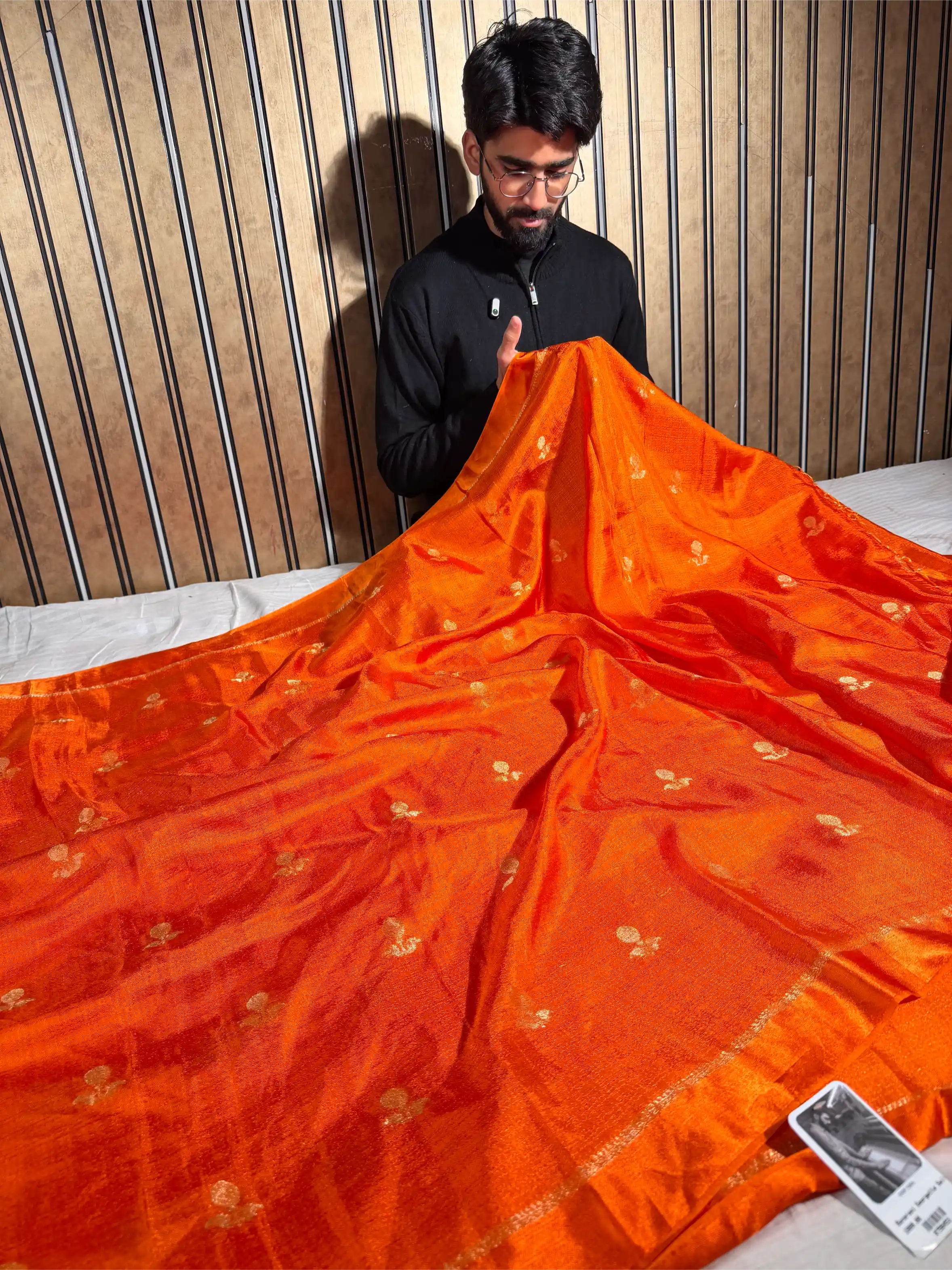 Fanta Orange Extremely Soft Georgette Silk Banarasi Saree