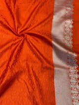 Fanta Orange Pretty Motifs Weave Mashru Silk Saree