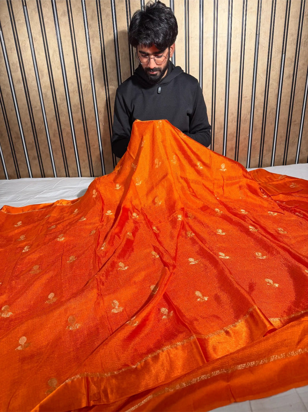 Fanta Orange Extremely Soft Georgette Silk Banarasi Saree