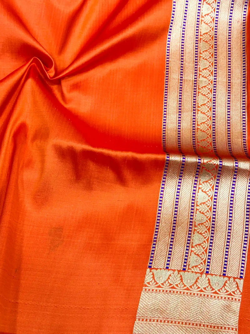 Fanta Orange Meenakari Brocade Katan Silk Saree