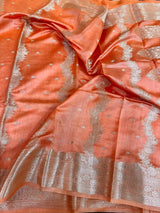 Fanta Orange Pure Chiniya Silk Banarasi Saree