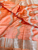 Fanta Orange Pure Chiniya Silk Banarasi Saree