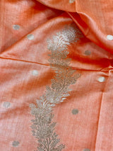 Fanta Orange Pure Chiniya Silk Banarasi Saree