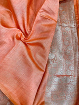 Fanta Orange Pure Chiniya Silk Banarasi Saree