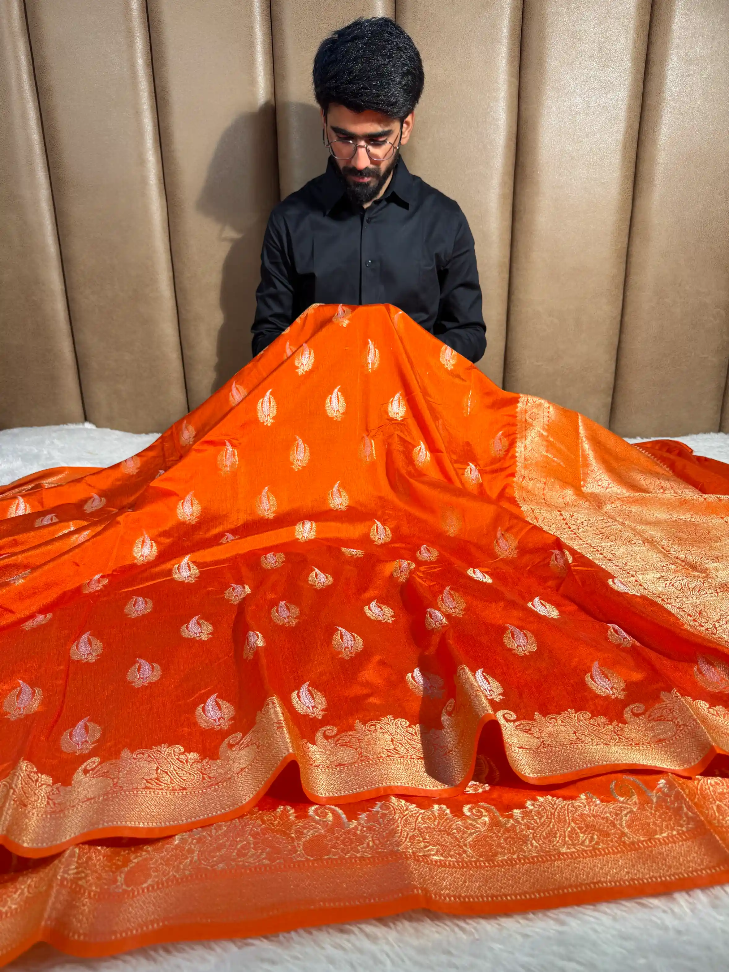 Fanta Orange Shade Warm Silk Traditional Banarasi Saree