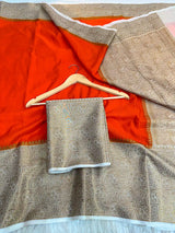 Fanta Orange Warm Silk Kaat Bandh Banarasi Saree