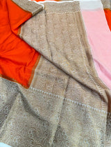 Fanta Orange Warm Silk Kaat Bandh Banarasi Saree
