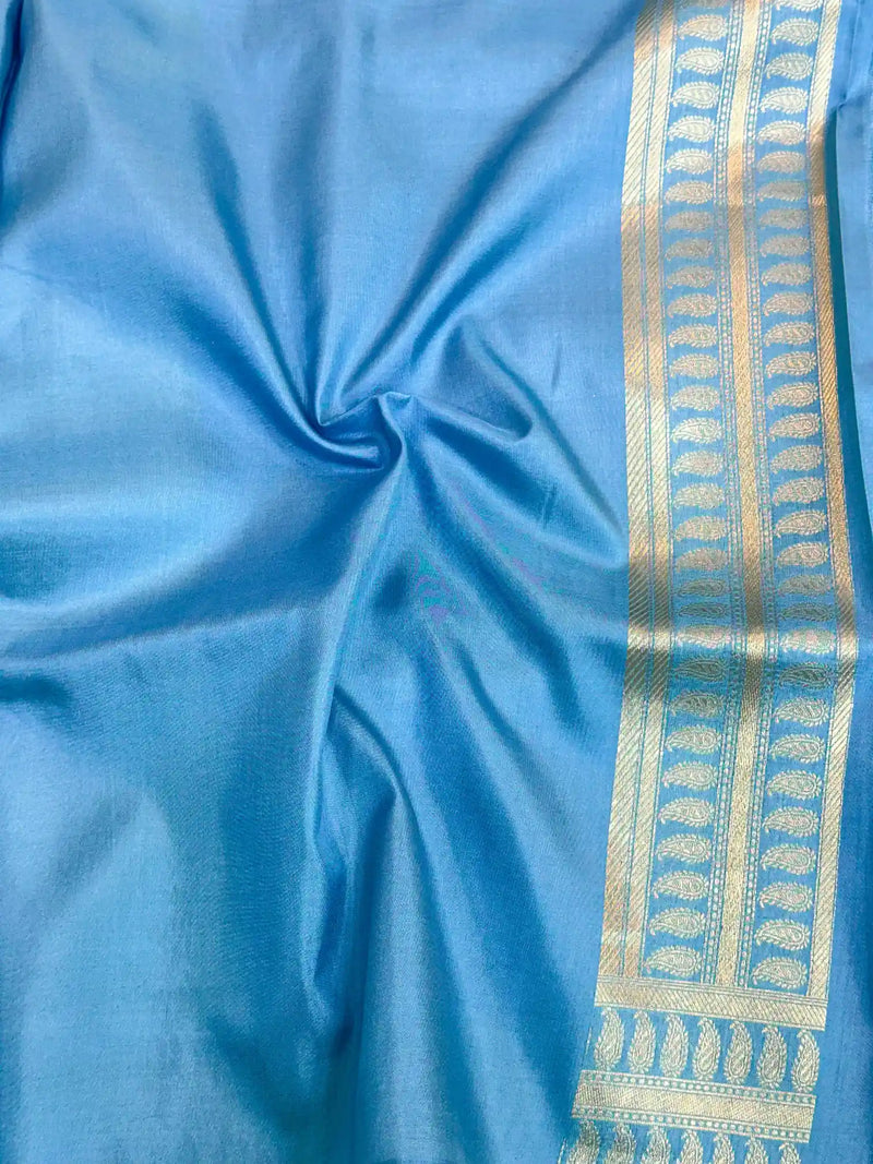 Firozi Pure Katan Silk Banarasi Saree