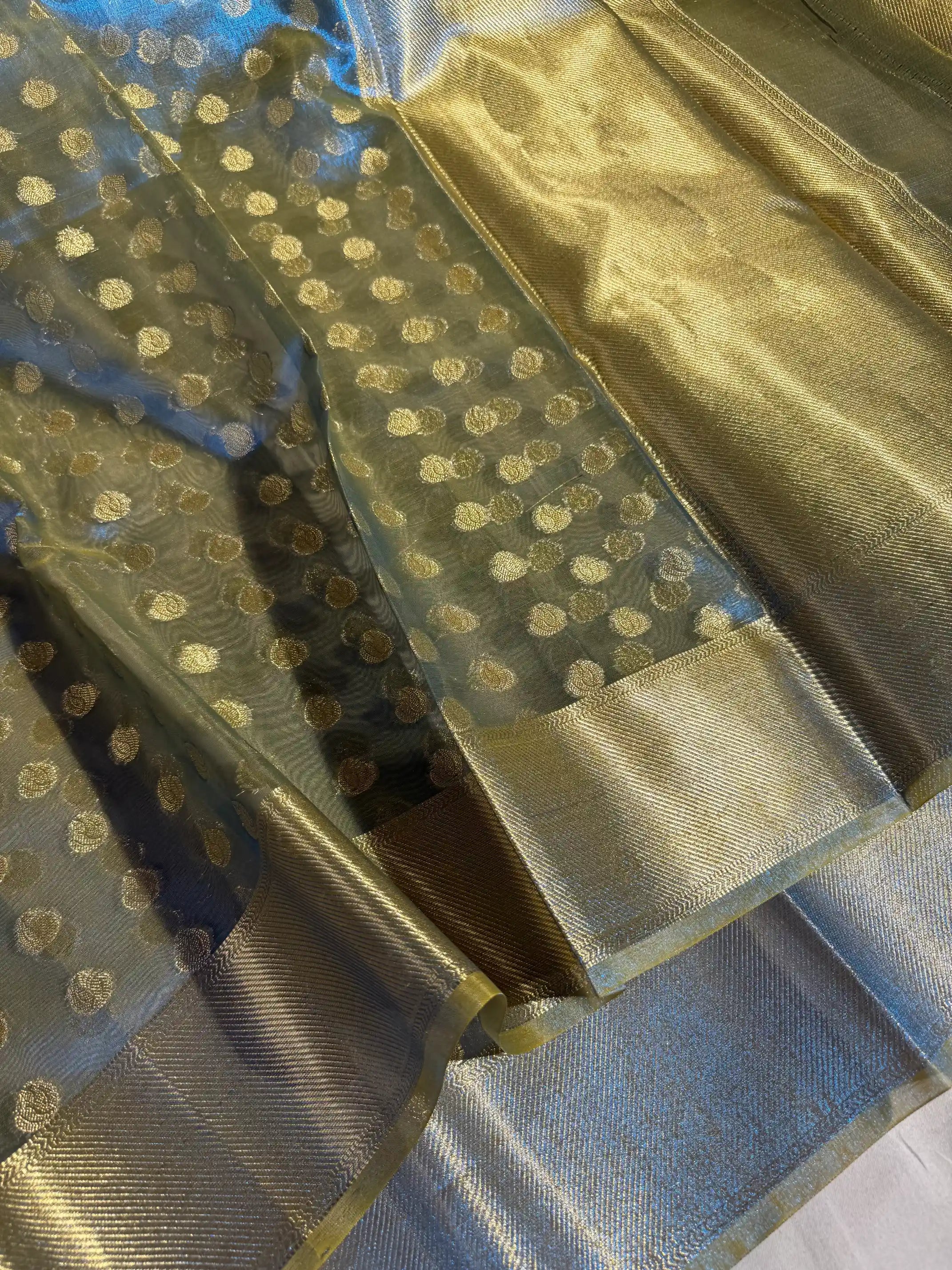 Firozi blue soft tissue jacquard Banarasi saree