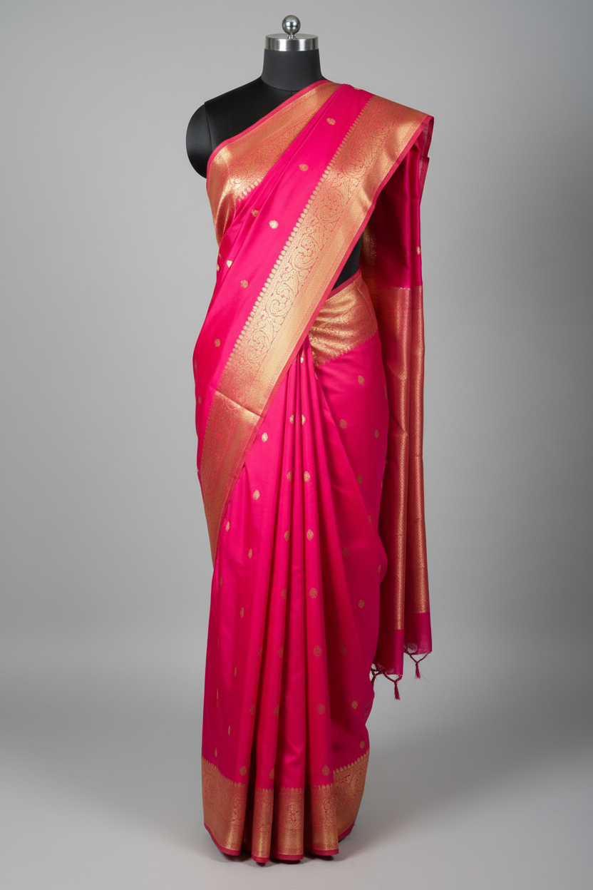 Baby Pink Soft Banarasi Silk Lace Work Saree