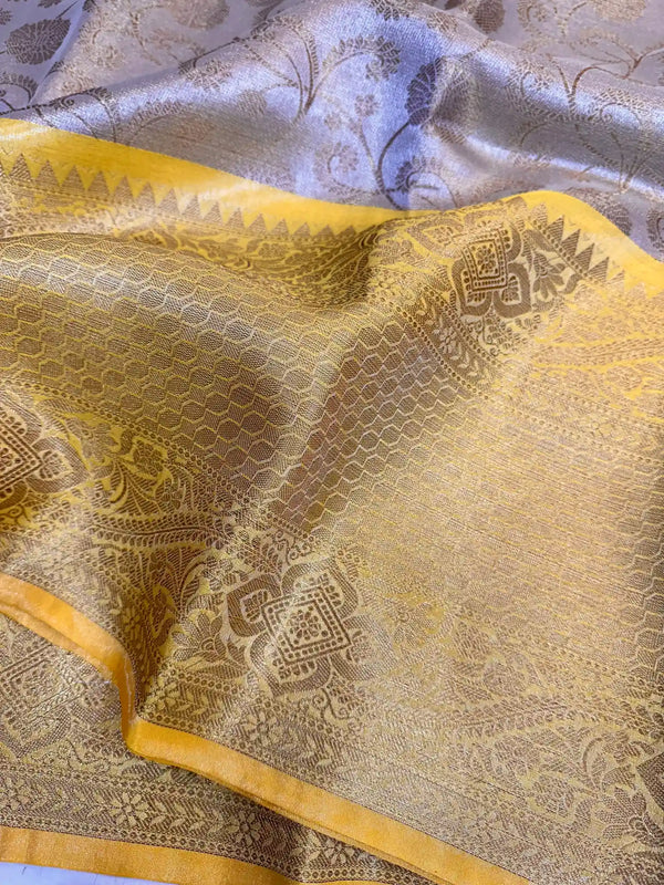 Gold Yellow Kanjivaram Soft Tissue Silk Saree