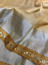 Golden Tissue Silk Rich Silver Zari Banarasi Saree