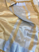 Golden Tissue Silk Rich Silver Zari Banarasi Saree