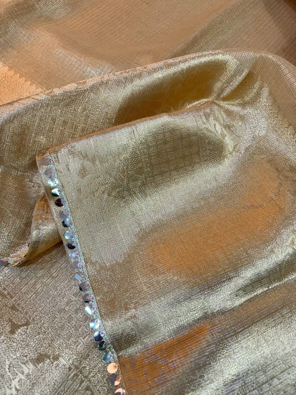 Golden Kota Tissue Silk Jarkan Work Saree