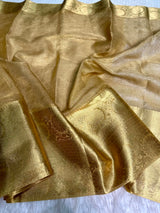 Golden Shade Kota Tissue Silk with Crushed Texture Banarasi Saree 