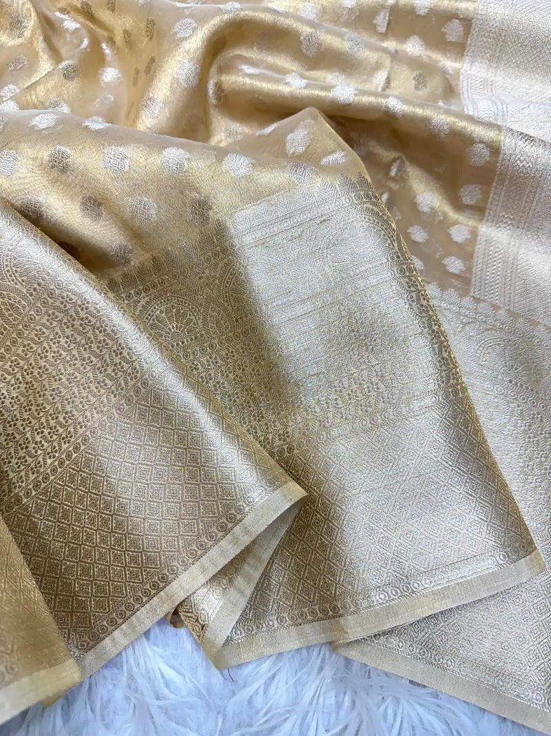 Golden Tissue Silk Buti Banarasi Saree